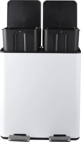 Matne biely oceľový odpadkový kôš 2x20 l na triedený odpad/nášľapný Aliya – Spirella