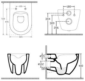 Isvea Isvea, INFINITY závesná WC misa, Rimless, 36,5x53cm, biela, 10NF02004