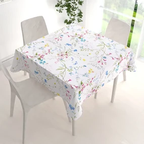 Biante Bavlnený štvorcový obrus Sandra SA-453 Modro-ružové kvety na bielom 40x40 cm
