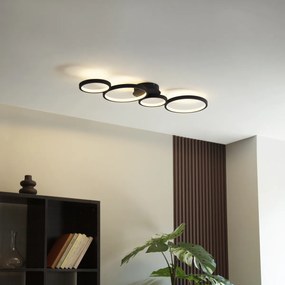 Stropná lampa čierna vrátane LED 3-stupňový stmievač 4-svetlo - Lupolo