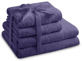 Fialové froté bavlnené uteráky a osušky v súprave 4 ks Amari – Restilo