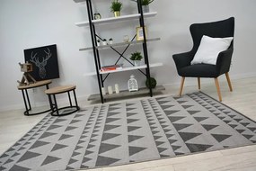 Koberec SENSE Micro 81243 Trojuholníky strieborný/antracit