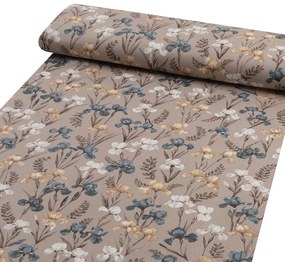 Biante Detské bavlnené posteľné obliečky do postieľky Sandra SA-637 Modro-béžovo-biele kosatce na sivobéžovom Do postieľky 100x135 a 40x60 cm