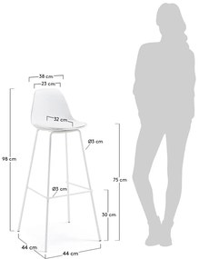 Biela barová stolička z imitácie kože (výška sedadla 75 cm) Brighter – Kave Home