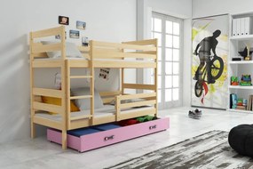 Detská poschodová posteľ ERYK | borovica Farba: Borovica / ružová, Rozmer.: 190 x 80 cm