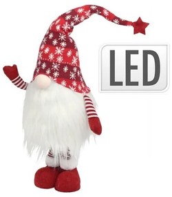 Vianočný škriatok Sneháč XL s LED – červený 108 cm