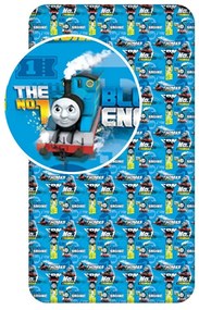 Modrá napínacia bavlnená detská plachta 90x200 cm Thomas the Tank Engine – Jerry Fabrics