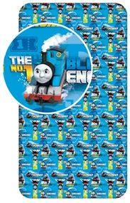Modrá napínacia bavlnená detská plachta 90x200 cm Thomas the Tank Engine – Jerry Fabrics