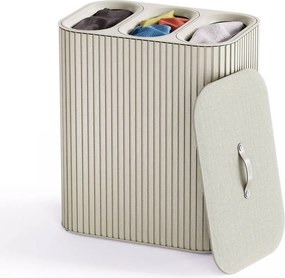 Béžový bambusový kôš na bielizeň 3x30 l Tota Trio Luxe – Joseph Joseph