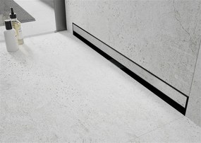Mexen Flat nerezový sprchový žľab na stenu 90 cm vzor WALL, čierny, 1730090