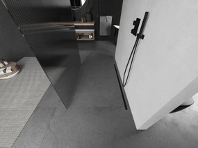 Mexen Kioto, sprchová zástena Walk-In 110 x 200 cm, 8mm sklo s rebrovým vzorom, grafitový profil, 800-110-002-95-09