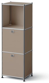 Kovová komoda »CN3 Slim Line« s 2 výklopnými priečinkami, hnedosivá