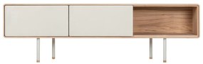 TV stolík z dubového dreva v bielo-prírodnej farbe 160x48 cm Fina – Gazzda