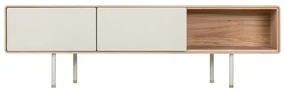 TV stolík z dubového dreva v bielo-prírodnej farbe 160x48 cm Fina – Gazzda