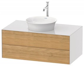 DURAVIT White Tulip závesná skrinka pod umývadlo na dosku, 2 zásuvky, 1000 x 550 x 408 mm, dub prírodný masív/biela vysoký lesk, WT49860H585