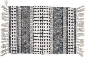 Béžovo-čierny koberec so orientálnym motívom a strapcami - 60*90 cm