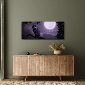 Obraz - Nočná sova, fialová (120x50 cm)