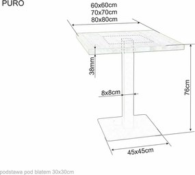 AKCIA Čierny jedálenský stôl s doskou v dekore dub PURO 60x60 II. akosť