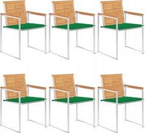 vidaXL Záhradné stoličky 6 ks s podložkami tíkový masív