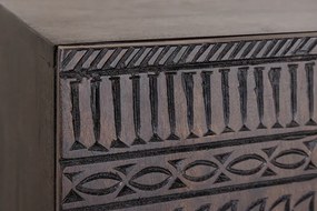 Vysoká komoda TRIBAL 120cm 3D antický vzhľad mangové drevo tmavohnedá