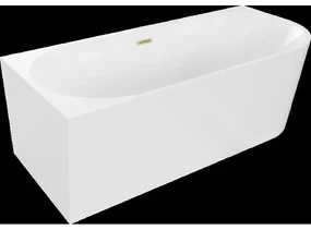 Mexen Mia voľne stojaca rohová ľavá vaňa 170 x 80 cm, biela, prepad z kartáčovanej zlato - 52691708000L-55