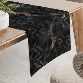 Biante Zamatový behúň na stôl Isabela IBL-021 Zlatý/dymový mramor na čiernom 45x140 cm