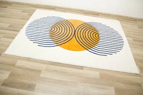 Koberec Victoria F499A krémový / tmavomodrý, abstraktný / geometrický