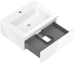 Mexen Orio, kúpeľňová skrinka 60 cm s umývadlom Otis, 1 zásuvka, biela lesklá, 91A10-06023-1-BF00-W18M00