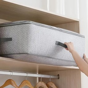 eCarla Textilný box na uskladnenie posteľnej bielizne a oblečenia, sivý COCK 52 x 44 x 30 cm