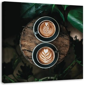 Obraz na plátně Šálek kávy Leaf - 50x50 cm