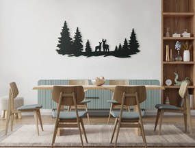 drevko Drevená nálepka Jelene v lese Rozmer obrazu: 28,5 x 65 cm, Farba dekorácie: Čierna