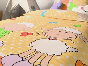Krepové obliečky do postieľky OVEČKY žlté Rozmer obliečky: 45 x 65 cm | 90 x 135 cm
