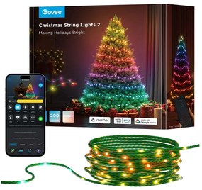 Govee - LED RGBICW Vonkajšia vianočná reťaz 2700-6500K 20m Wi-Fi Matter IP66