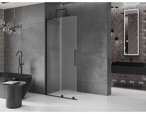 Mexen Velar L, posuvná sprchová zástena Walk-in 90 x 200 cm, 8mm sklo námraza, čierna matná, 871-090-003-33-70