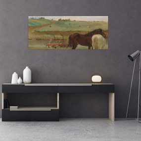 Obraz - Edgar Degas, Horses in a Meadow, reprodukcia (120x50 cm)