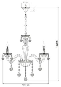 GLOBO sviečkový závesný krištáľový luster 64118-6