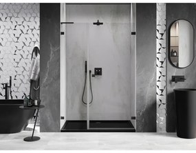 Mexen Lunar-B, L Otočné pravé sprchové dvere 125 cm, číre sklo, čierny profil, 832SL-125-050-70-00-P