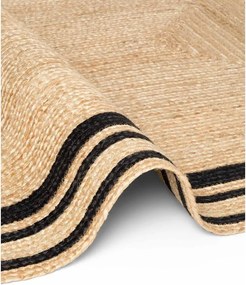 Čierny/v prírodnej farbe obojstranný/ručne tkaný jutový behúň 70x200 cm Jutta – Hanse Home