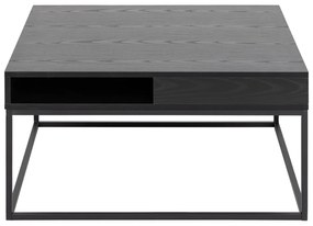 Čierny konferenčný stolík s doskou v dekore jaseňového dreva 80x80 cm Willford – Actona