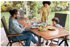 Livarno home Hliníkový rozkladací záhradný stôl Valencia, hnedý  (100386807)