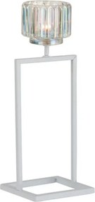 Biely kovový svietnik na 1 sviečku Glass - 12*11*31 cm