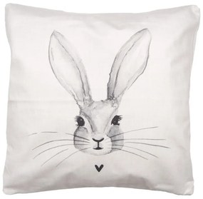 Béžová obliečka na vankúš s hlavou králika a srdiečkom - 45*45cm