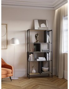 Knižnica v dekore duba v čierno-prírodnej farbe 88x175 cm Alabama – Marckeric