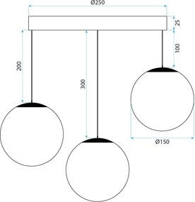 Toolight Toolight, stropné svietidlo 3xE27, APP1815-3CPR, čierna matná, OSW-00665