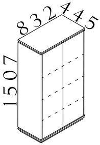 Vysoká skriňa Creator 83,2 x 44,5 x 150,7 cm, antracit / biela