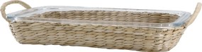 Sklenený pekáč v prútenom košíku Typha - 39*24*5 cm