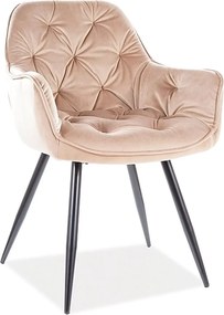 SI Čerešňová zamatová stolička béžová
