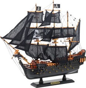 LEAN Toys Zberateľský model dekoratívnej plachetnice Black Pearl 49x43cm