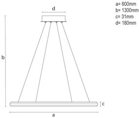 LED Stmievateľný luster na lanku LED/55W/230V 3000-6500K pr. 60 cm + diaľkové ovládanie