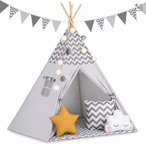 Detský stan Tepee so svetlom Nukido - sivý